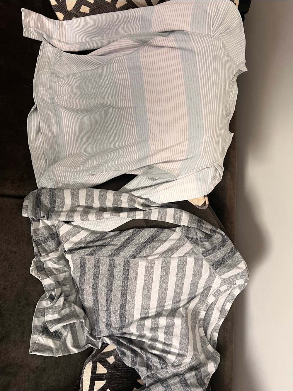 lululemon athletica Striped Long Sleeve Tee in Light Blue & White